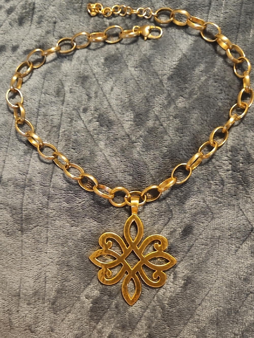 Brighton Gold-Tone Floral Pendant Link Necklace